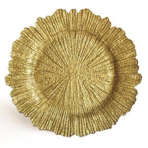 Gold OR Silver Glass Reef Charger Dish, 13.5" diameter